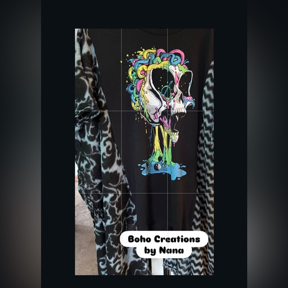 Monster Skully Upcycle Poncho - Picture 2 of 8